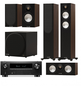 Monitor Audio Bronze 300 walnut set 5.1+Denon